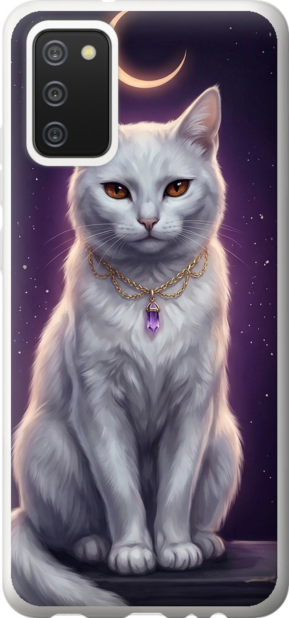 Mystic White Cat Gothic Dark Purple Gold