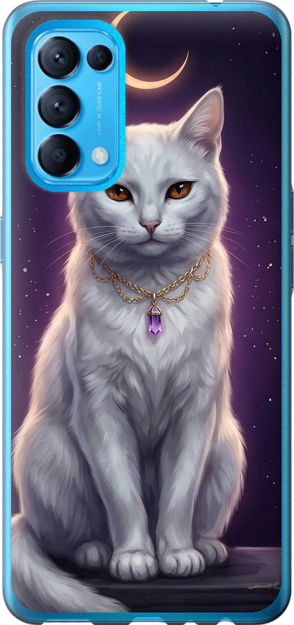 Mystic White Cat Gothic Dark Purple Gold