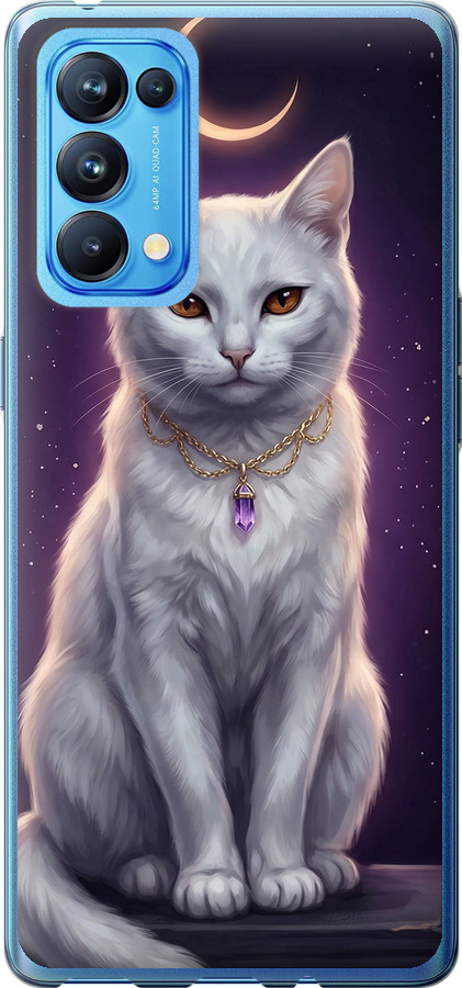 Mystic White Cat Gothic Dark Purple Gold