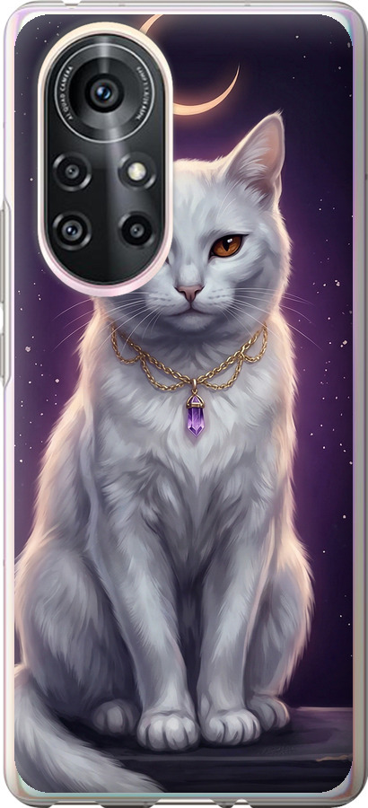 Mystic White Cat Gothic Dark Purple Gold