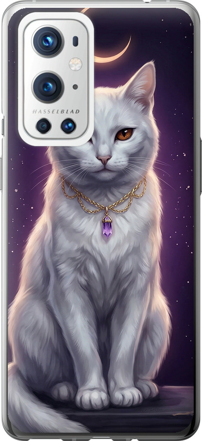 Mystic White Cat Gothic Dark Purple Gold
