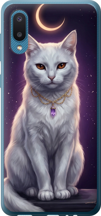 Mystic White Cat Gothic Dark Purple Gold