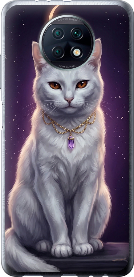 Mystic White Cat Gothic Dark Purple Gold