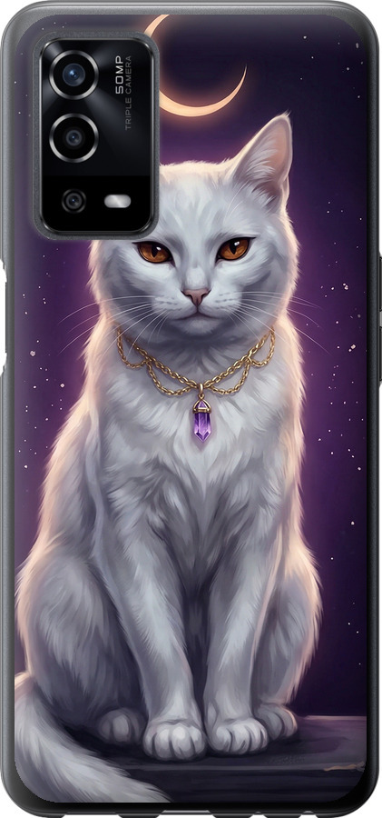 Mystic White Cat Gothic Dark Purple Gold