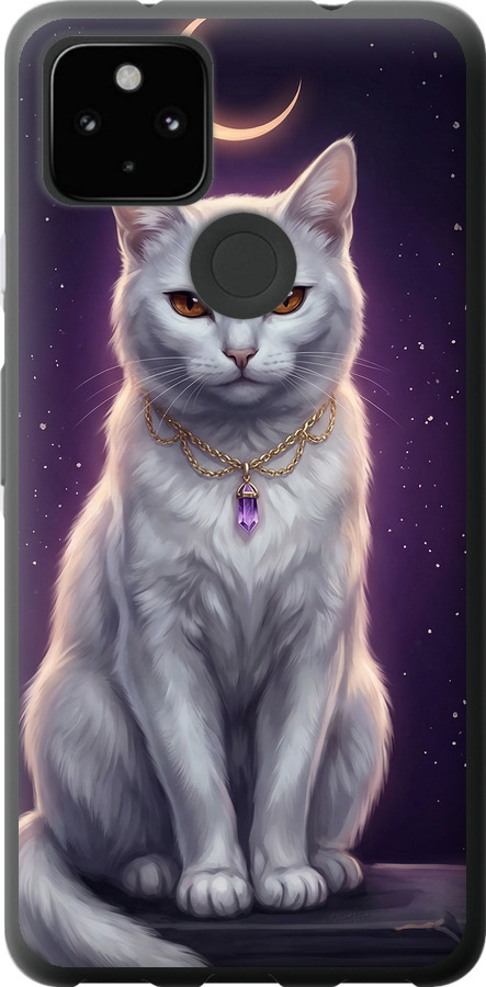 Mystic White Cat Gothic Dark Purple Gold