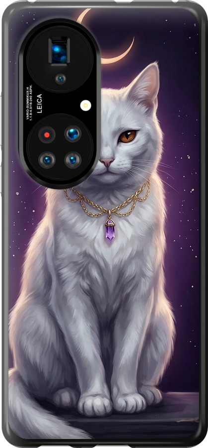 Mystic White Cat Gothic Dark Purple Gold