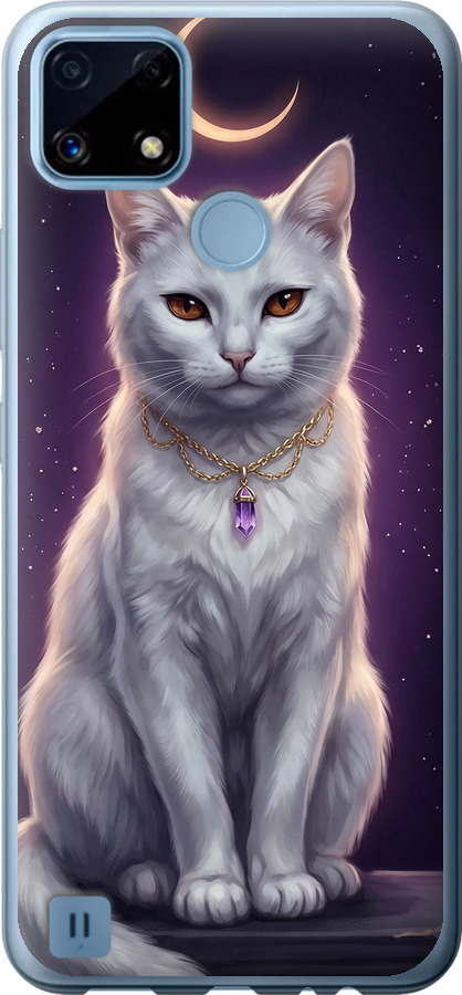 Mystic White Cat Gothic Dark Purple Gold