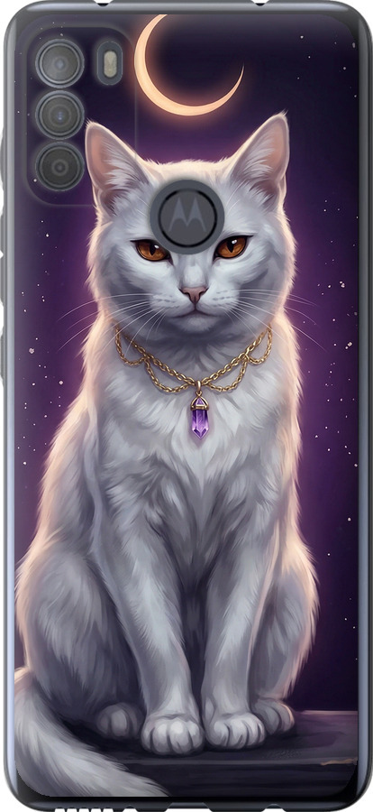 Mystic White Cat Gothic Dark Purple Gold