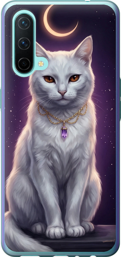 Mystic White Cat Gothic Dark Purple Gold