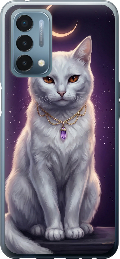 Mystic White Cat Gothic Dark Purple Gold