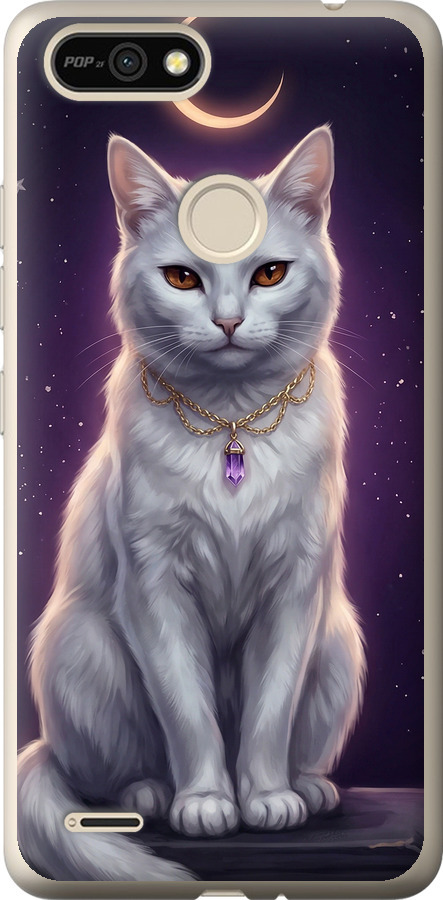 Mystic White Cat Gothic Dark Purple Gold