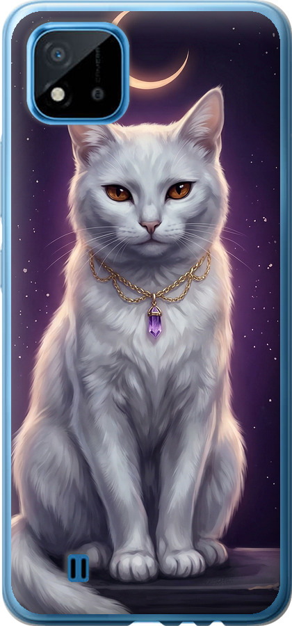 Mystic White Cat Gothic Dark Purple Gold