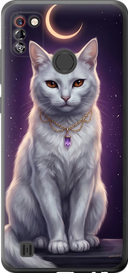 Mystic White Cat Gothic Dark Purple Gold