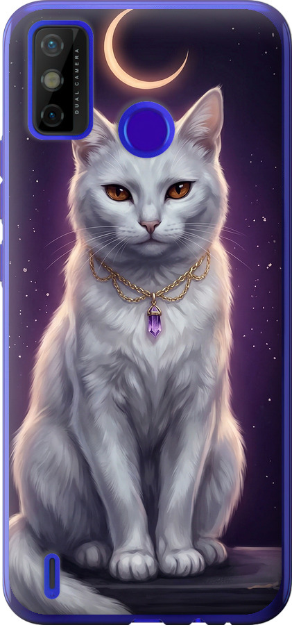 Mystic White Cat Gothic Dark Purple Gold