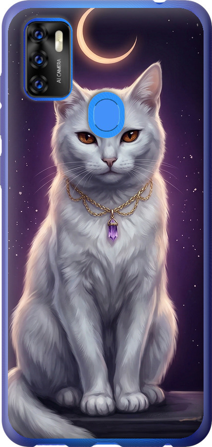 Mystic White Cat Gothic Dark Purple Gold