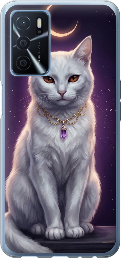 Mystic White Cat Gothic Dark Purple Gold