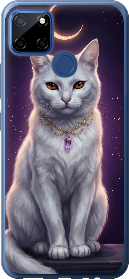 Mystic White Cat Gothic Dark Purple Gold