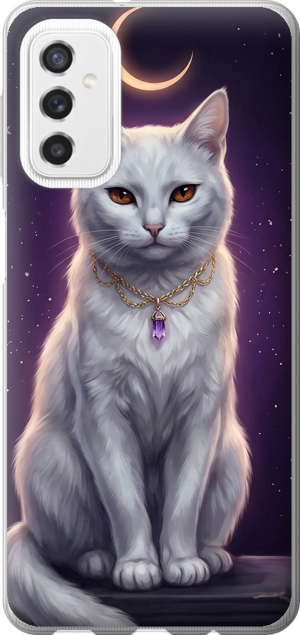 Mystic White Cat Gothic Dark Purple Gold
