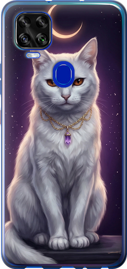 Mystic White Cat Gothic Dark Purple Gold