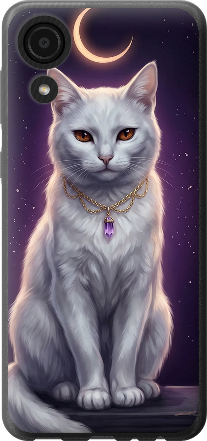 Mystic White Cat Gothic Dark Purple Gold