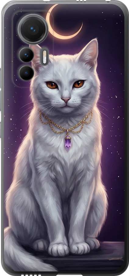 Mystic White Cat Gothic Dark Purple Gold
