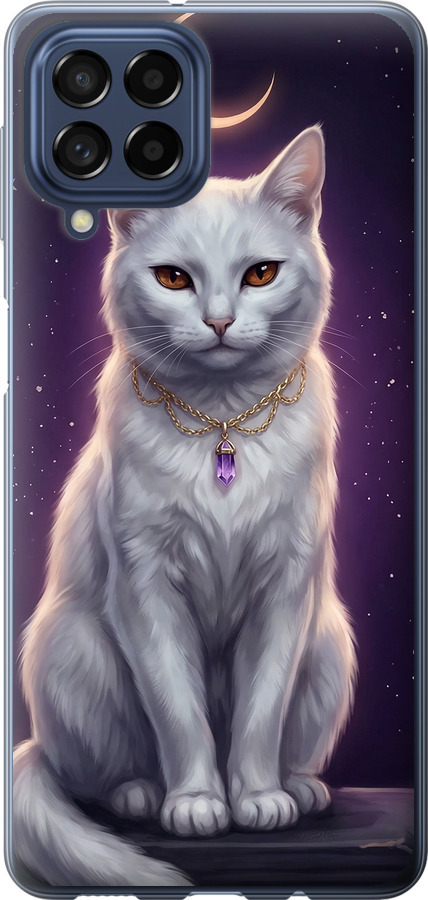 Mystic White Cat Gothic Dark Purple Gold