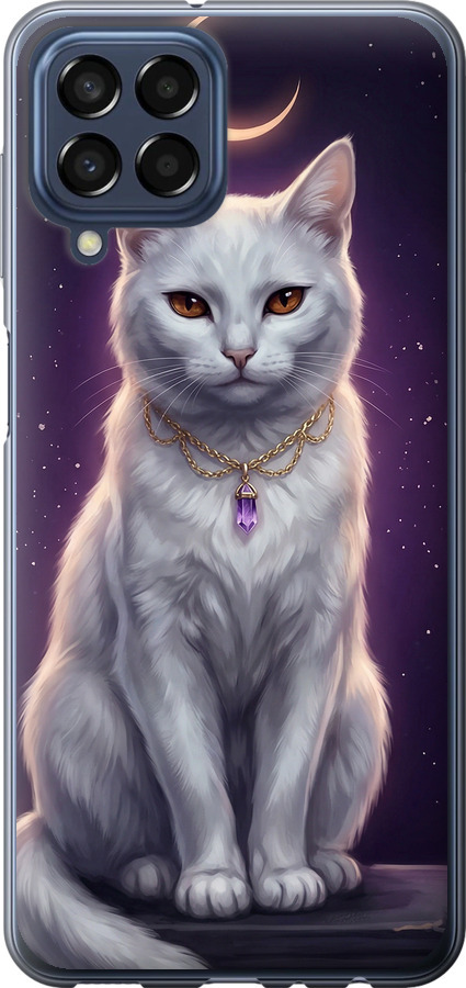 Mystic White Cat Gothic Dark Purple Gold