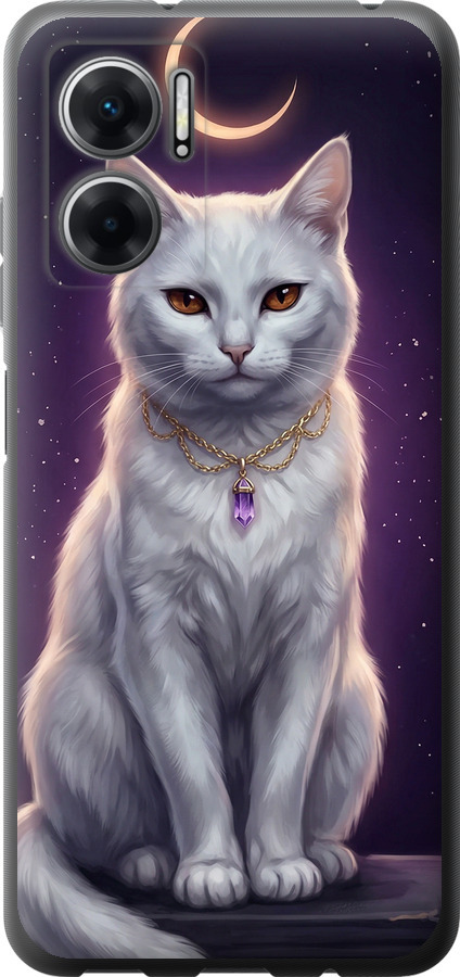 Mystic White Cat Gothic Dark Purple Gold