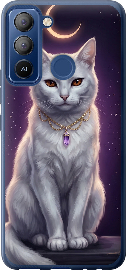 Mystic White Cat Gothic Dark Purple Gold