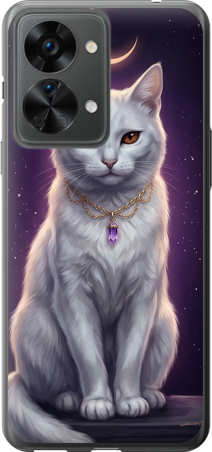 Mystic White Cat Gothic Dark Purple Gold