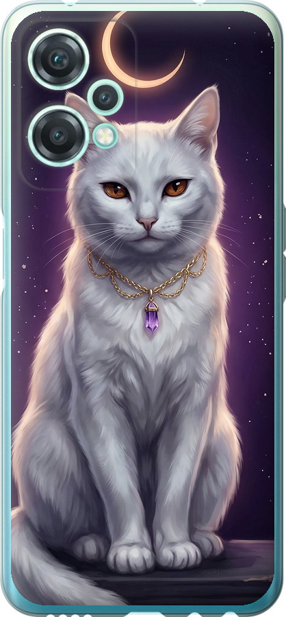Mystic White Cat Gothic Dark Purple Gold