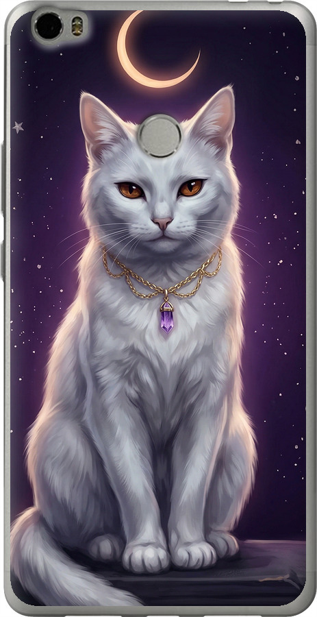Mystic White Cat Gothic Dark Purple Gold