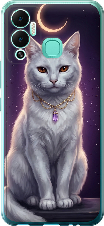Mystic White Cat Gothic Dark Purple Gold