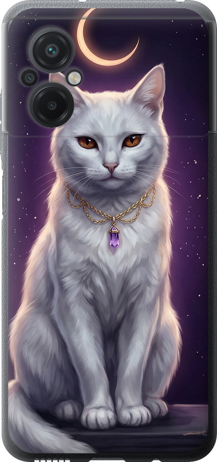 Mystic White Cat Gothic Dark Purple Gold