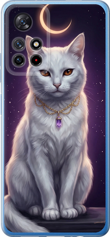 Mystic White Cat Gothic Dark Purple Gold