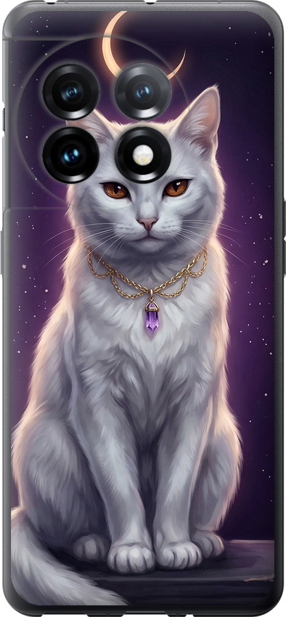 Mystic White Cat Gothic Dark Purple Gold