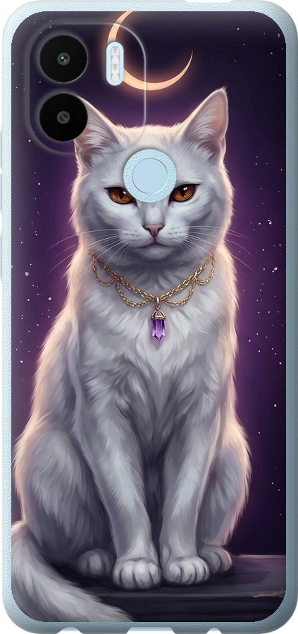 Mystic White Cat Gothic Dark Purple Gold