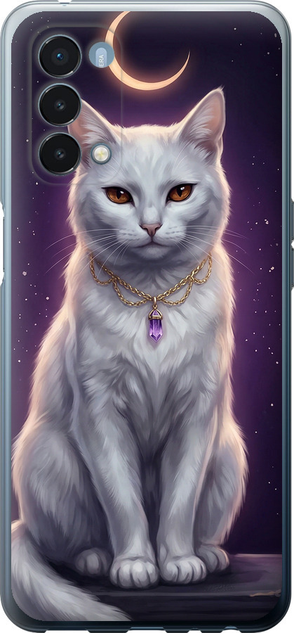 Mystic White Cat Gothic Dark Purple Gold