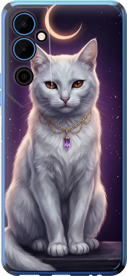 Mystic White Cat Gothic Dark Purple Gold