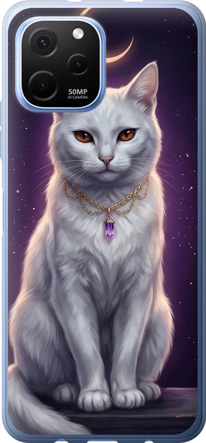 Mystic White Cat Gothic Dark Purple Gold