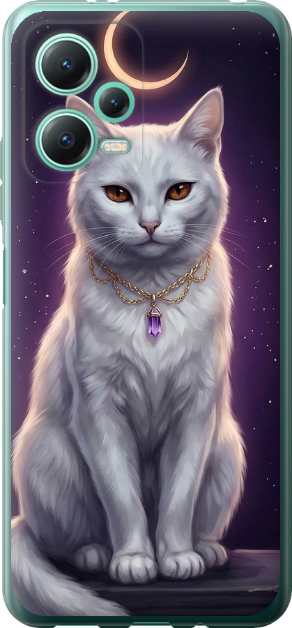 Mystic White Cat Gothic Dark Purple Gold
