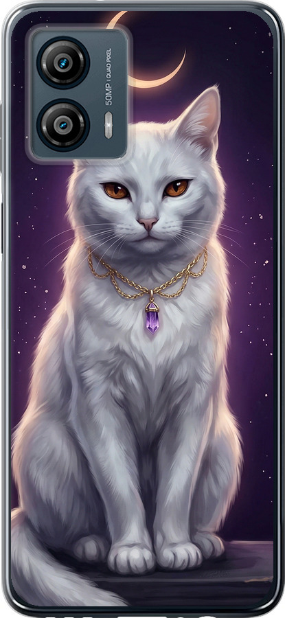 Mystic White Cat Gothic Dark Purple Gold