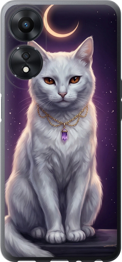 Mystic White Cat Gothic Dark Purple Gold