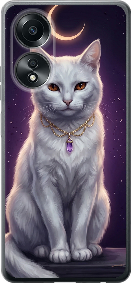 Mystic White Cat Gothic Dark Purple Gold