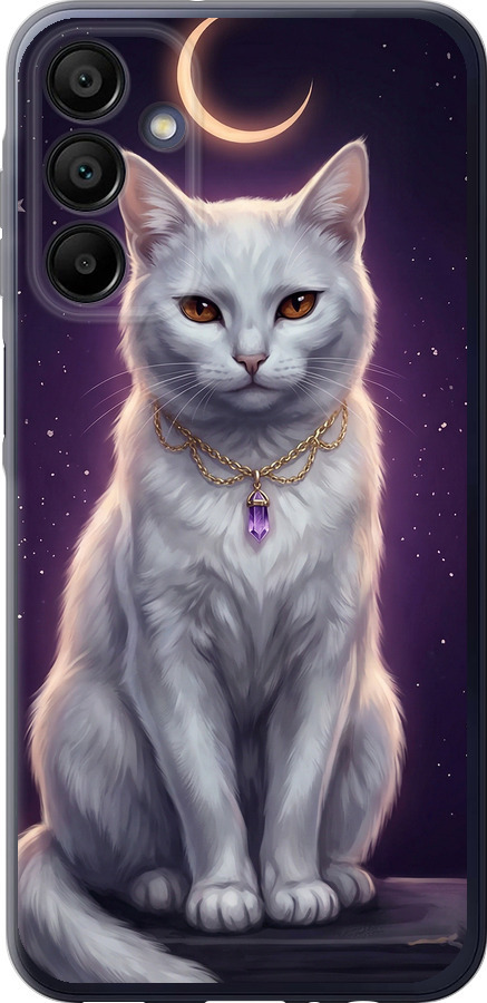 Mystic White Cat Gothic Dark Purple Gold
