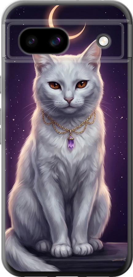 Mystic White Cat Gothic Dark Purple Gold