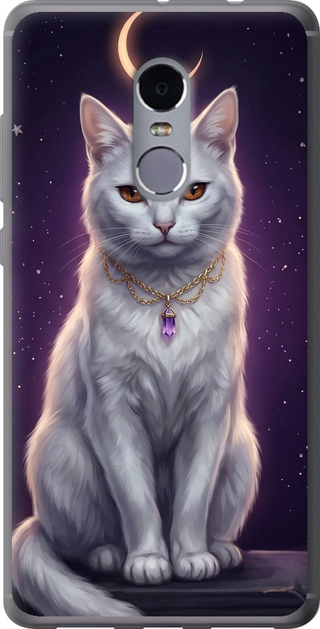 Mystic White Cat Gothic Dark Purple Gold