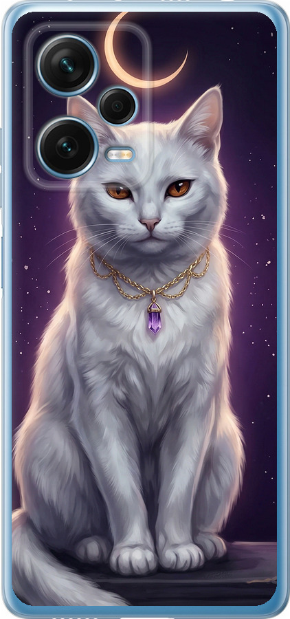 Mystic White Cat Gothic Dark Purple Gold