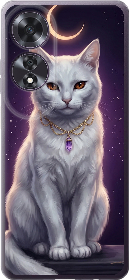 Mystic White Cat Gothic Dark Purple Gold
