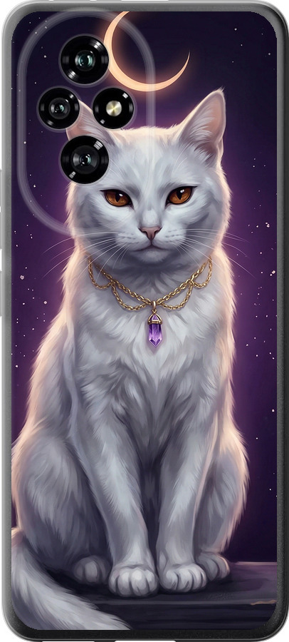 Mystic White Cat Gothic Dark Purple Gold